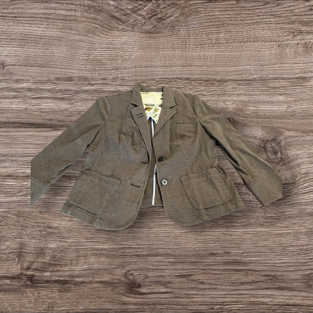 Cartonnier Women’s Anthropologie Brown Soft 2 Button Blazer Jacket Size 12